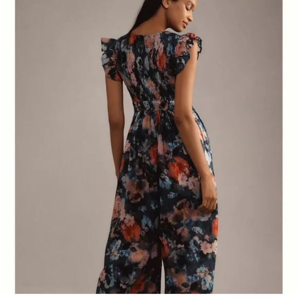 Anthropologie Floral Jumpsuit in Black and Red - Picture 5 of 5